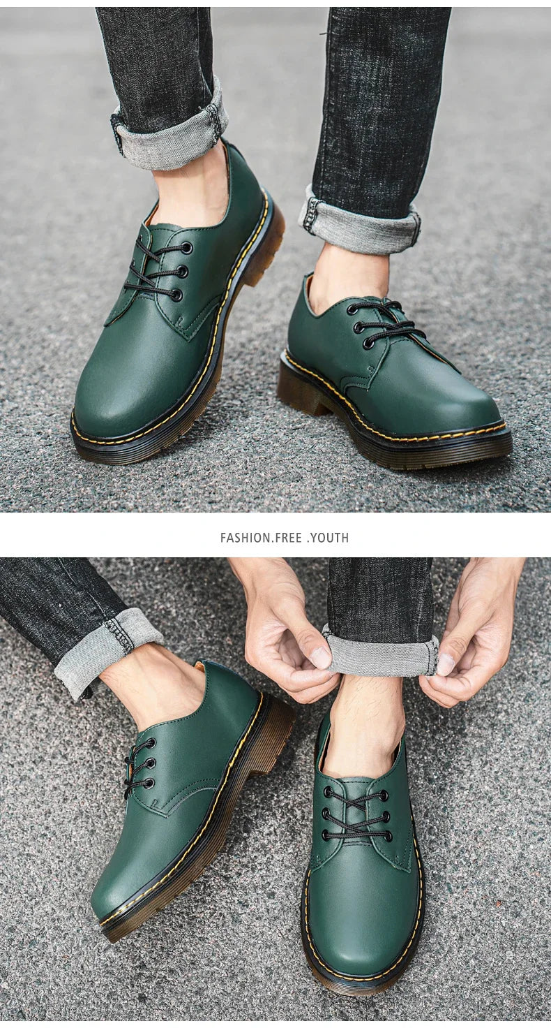 British Style Luxury Shoes Brand Thick Bottom Genuine Leather Oxford Shoes Lace Up Beef Tendon Outsole Work Shoes Casual