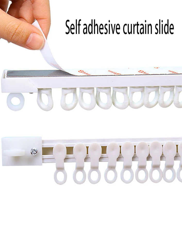 Self Adhesive Curtain Sliding Track Without Punching Nano Silent Track Top Mounted Side Mounted Home Window Decor Accessorie