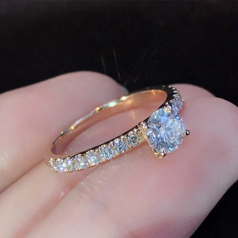 6mm Round Cut CZ Solitaire Engagement Wedding Ring for Women Girl Size 5-11 - You Offer