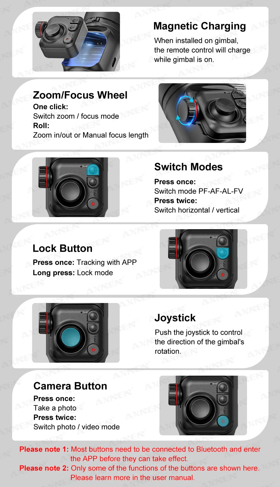 AXNEN M02 Gimbal Smartphone Stabilizer 3-Axis Anti-shake Video Record Handheld Selfie Gimbals for iPhone Android Face Tracking