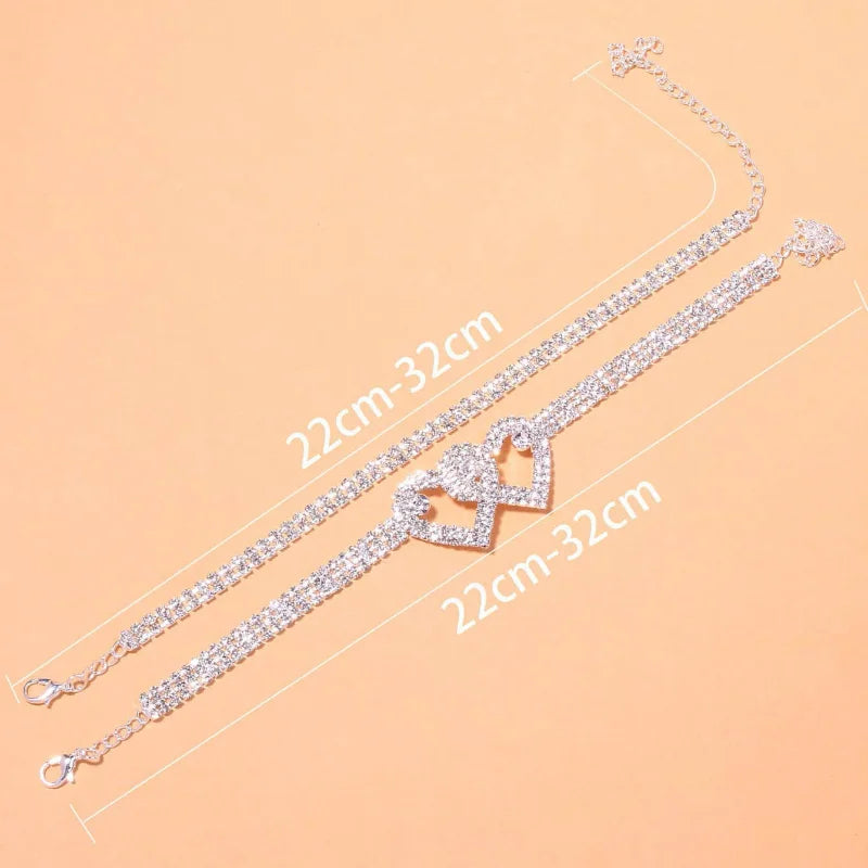 Beautiful Dazzling Cubic Zirconia Chain Anklet for Women Fashion Silver Color Ankle Bracelet Barefoot Sandals Foot Jewelry - You Offer