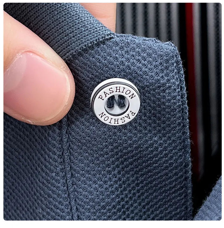 100% pure cotton autumn and winter highend men POLO shirt fashion brand embroidered wheat business casual lapel long sleeved top