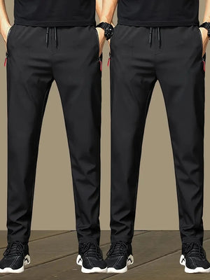 2-Pack Men's Casual Pants Stretch Elastic Waist Jogger Korean Classic Blue Black Gray Male Brand Trousers Plus Size - You Offer