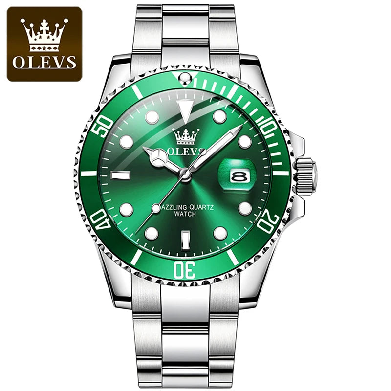 OLEVS Mens Quartz Watches Top Brand Luxury Business Waterproof Luminous Large Dial Men Wristwatches Sports Stainless Steel Watch - You Offer