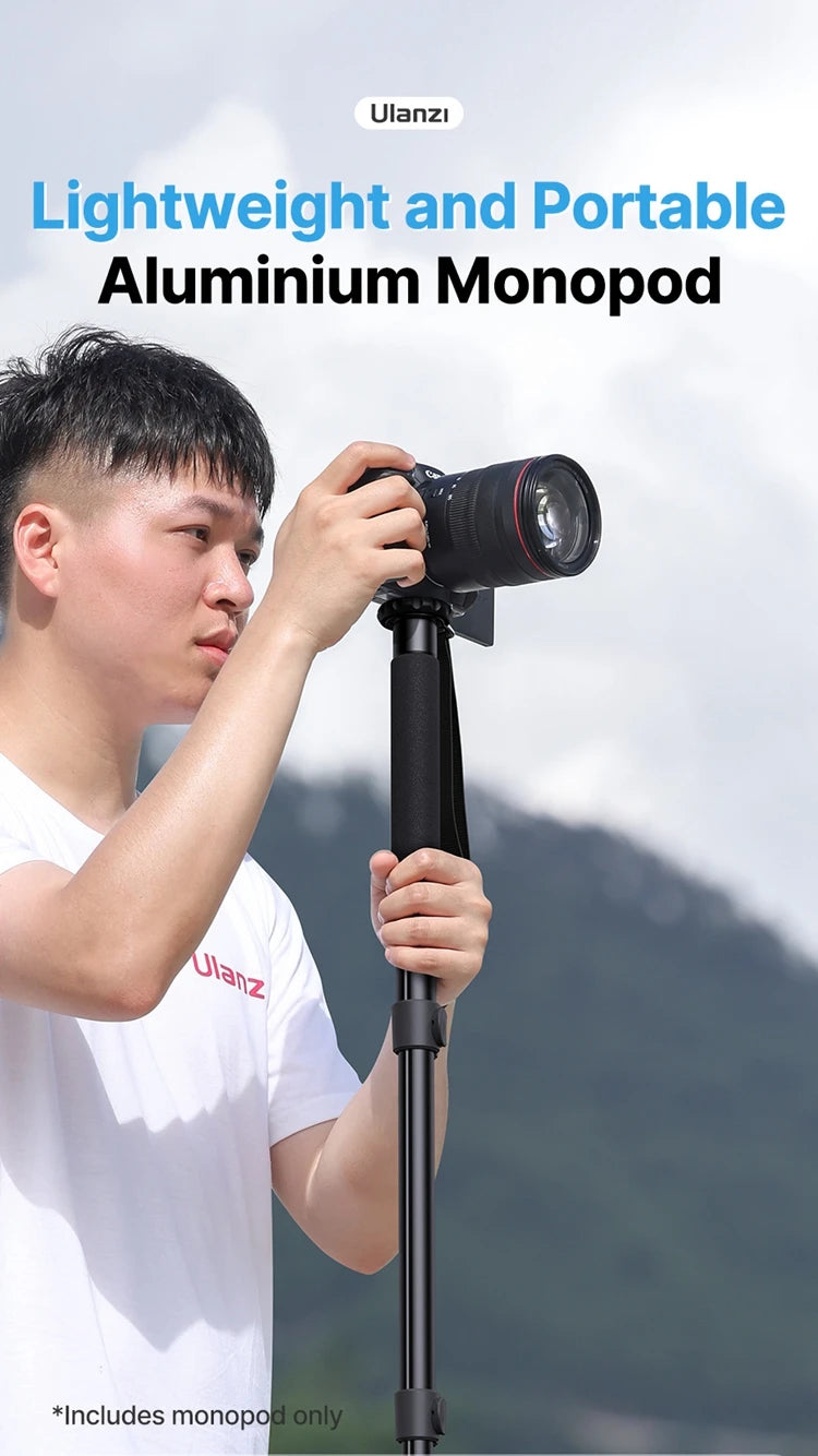 Ulanzi TB12 Monopod Extendable Camera Tripod Load 5kg 155cm/61”  Phone Selfie Stick 1/4" Mount for Sony Canon Nikon Camera DSLR