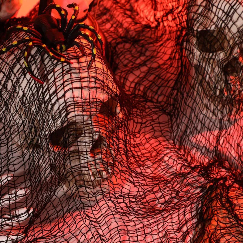 Halloween Horror Bloodstained Indoor Spooky Black Spider Web Gauze Haunted House Hallway Hanging Scary Gauze Decorations
