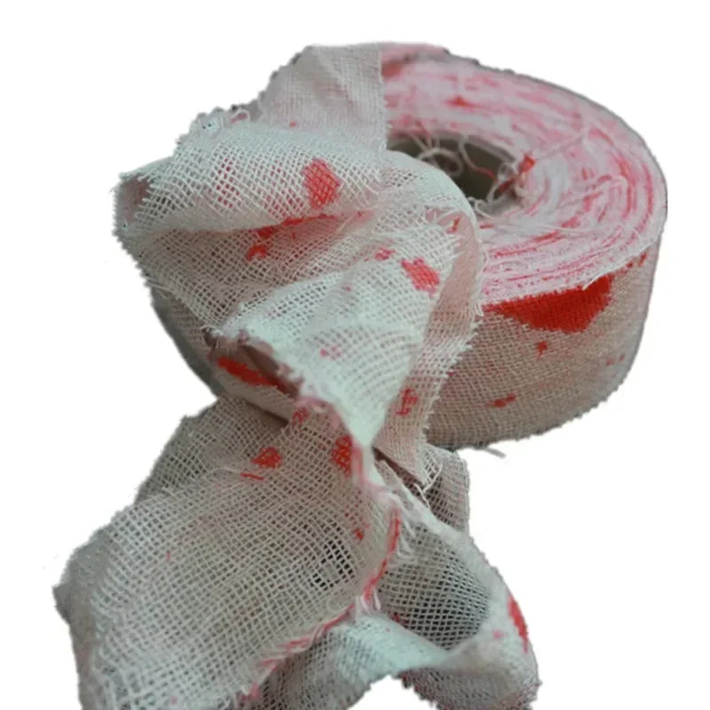 Halloween Bloody Gauze Roll Bloody Bandage  Wrap Fake Blood Creepy Costume Gauze Mummy Zombie Costume Accessories Party Decor