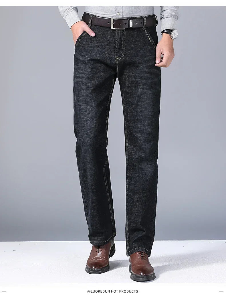2025 New Spring Fashion Men's Jeans Business Casual Stretch Straight Denim Trousers Classic All Match Male Brand trousers Clothi - You Offer