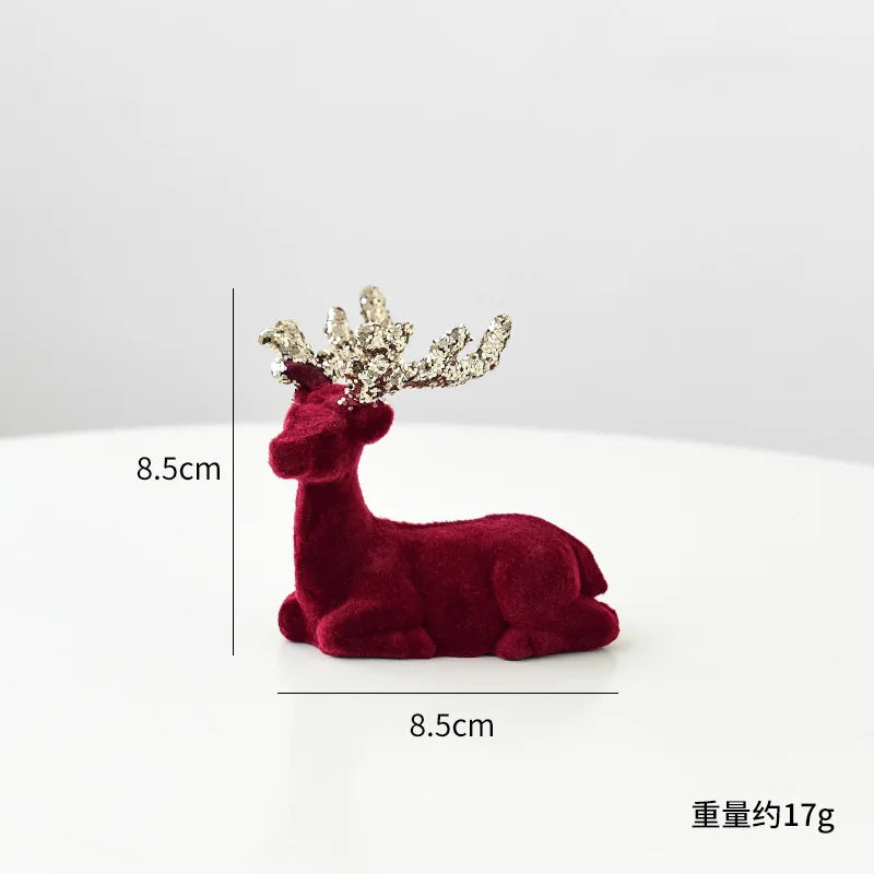 New Christmas elk glitter burgundy flocked deer ornament, Christmas tree pendant, Christmas home decoration handicraft