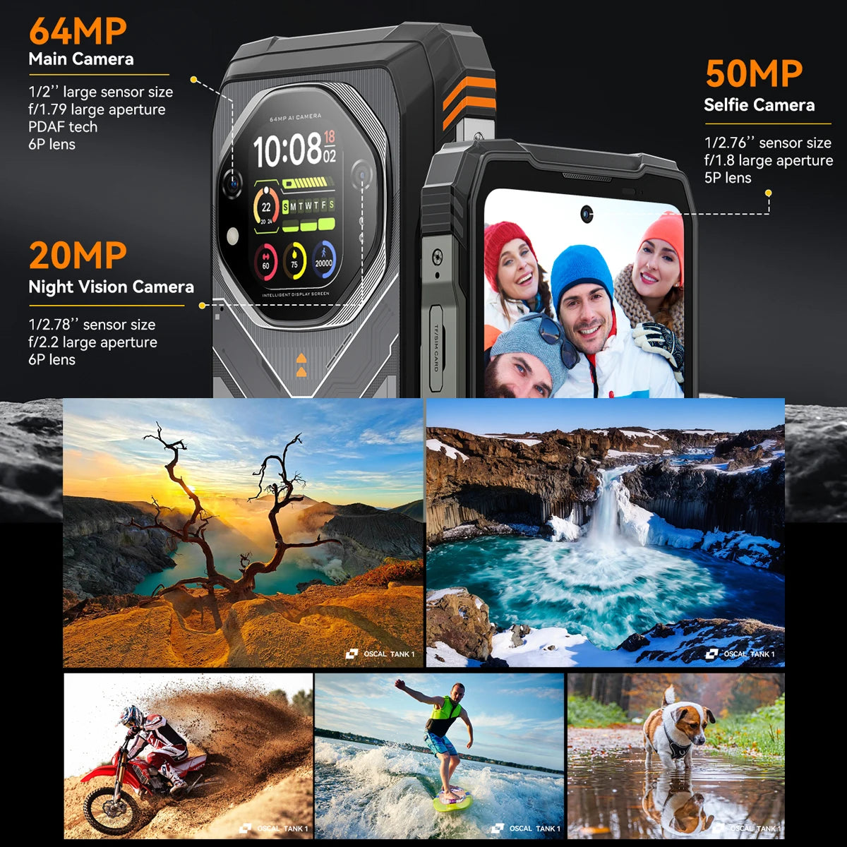Blackview OSCAL TANK 1 Outdoor 5G Rugged Smartphone,20000mAh Battery, 6.78" 120Hz FHD+ Display, 16GB+512GB, 64MP+50MP Camera