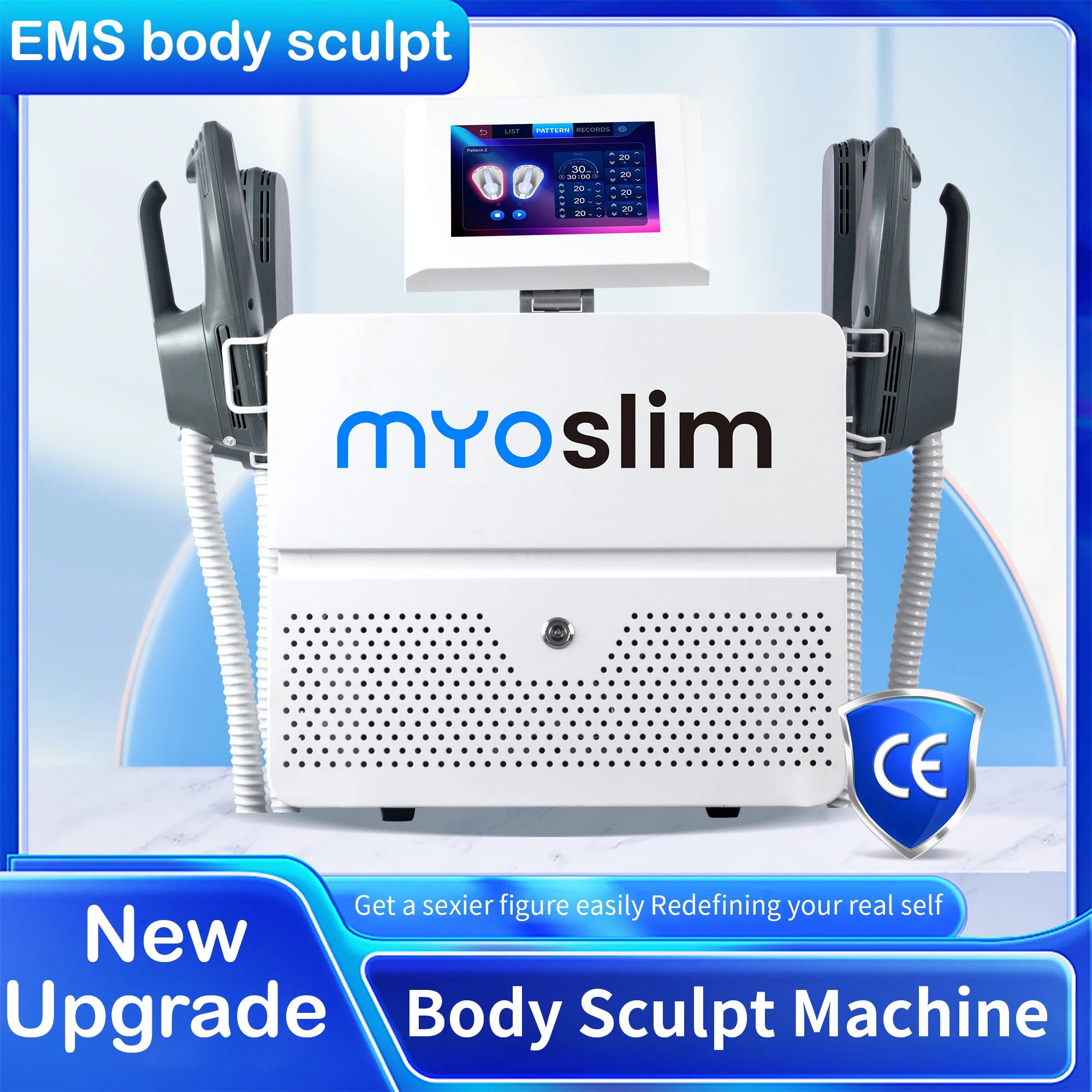 Portable HIEMT 6500W RF 15T 200HZ Body Shaper Muscle Growth Fat Burning High Intensity Electromagnetic Stimulator