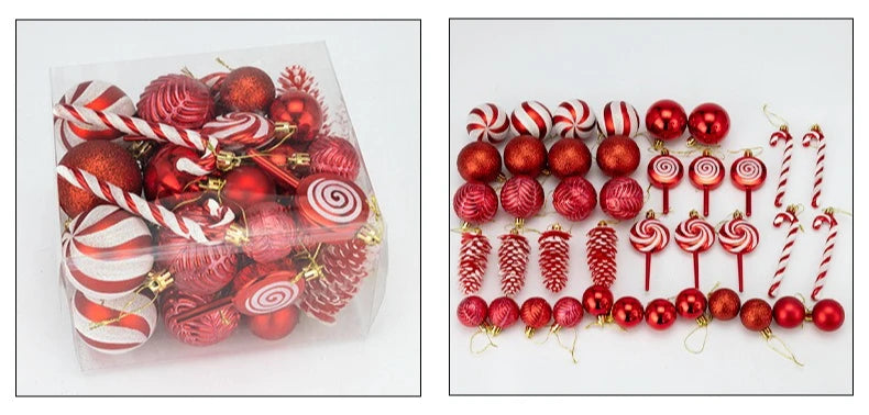 29/40/50pcs Silver Red Special-shaped Christmas Ball Ornaments Christmas Tree Party Decoration Christmas Spheres Pendant New
