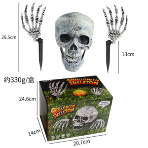 Halloween decor Skeleton Stakes Halloween Realistic Skull Skeleton Head Human Hand Arms for Halloween Party Home Garden Lawn
