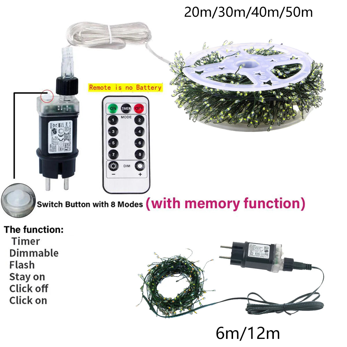 6M-50M LED Cluster Firecracker String Lights Christmas Fairy Lights Garland For Garden Party Wedding Christmas Tree Decor Lamp