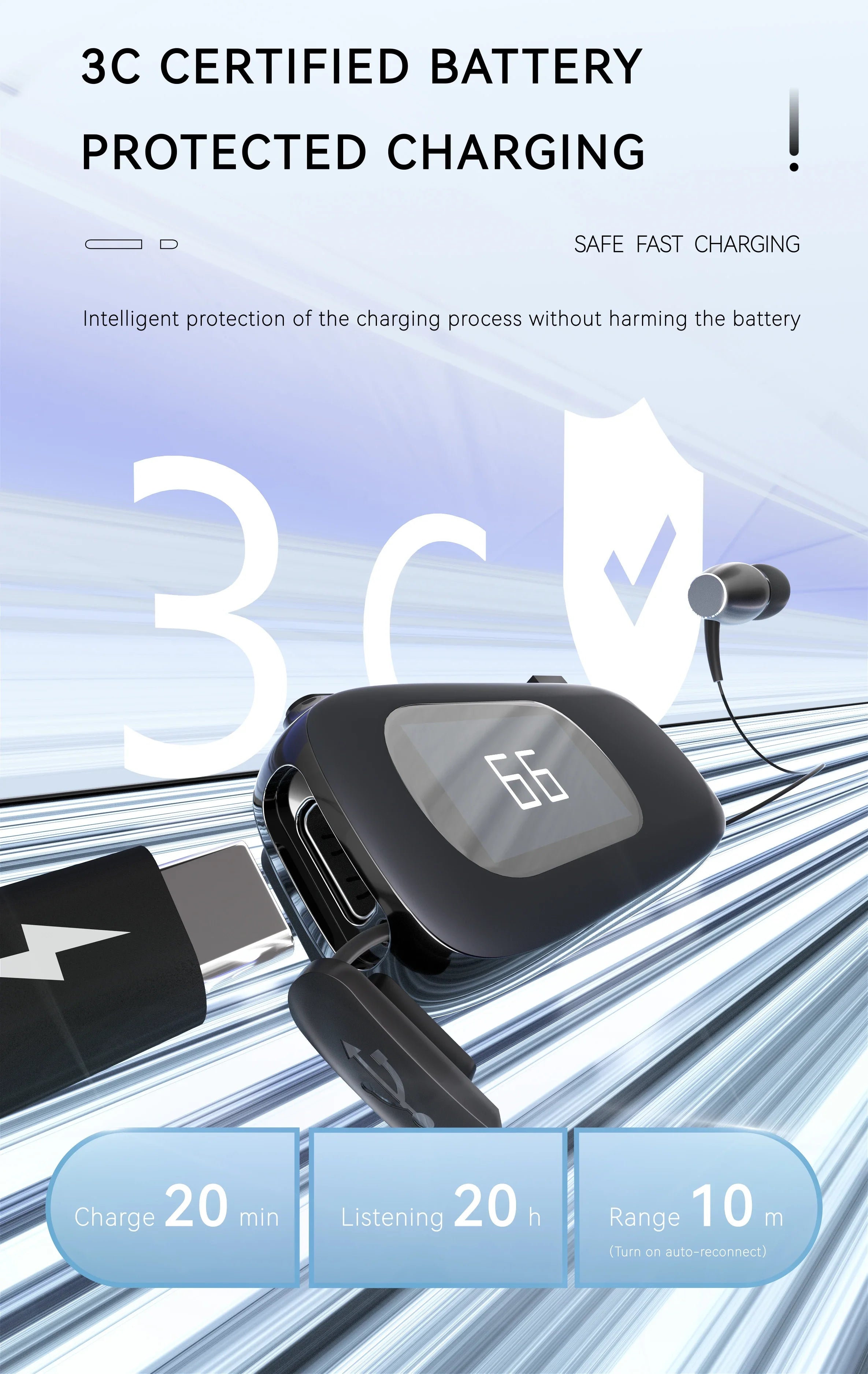 K75 Business Earphones Hands Free Bluetooth V5.4 LCD Display Wireless Earphones for Call and Cycling Noise Reduction Earphones