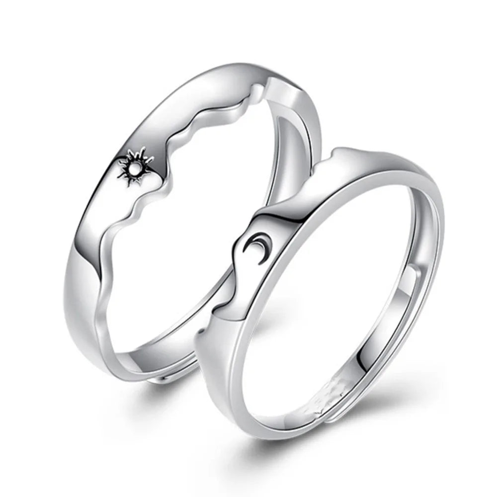 2Pcs 925 Sterling Silver Couples Ring Sets Light Polishing Simple Ring for Woman Man Classic Wedding Fine Jewelry Circle - You Offer