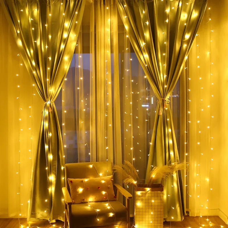 4/6M/8 Mode Curtain Garland on The Window USB Power Fairy Lights Festoon with Remote New Year Garland Led Lights Christmas Decor