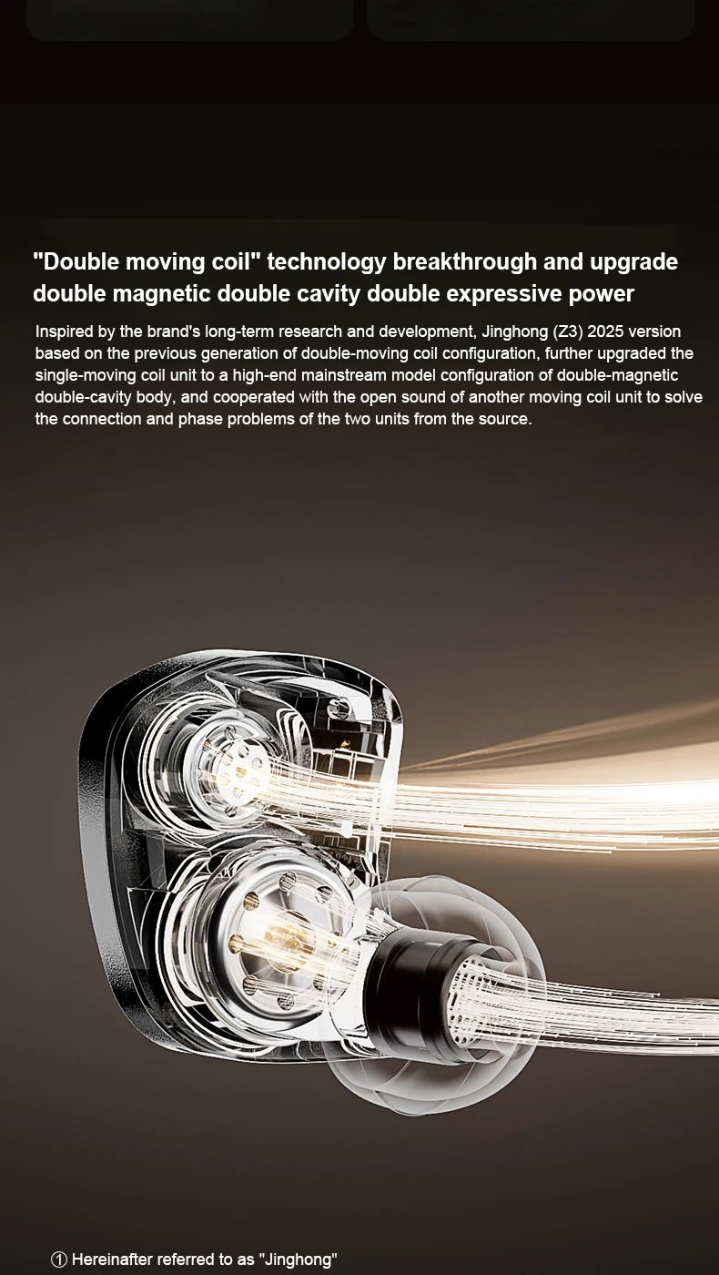 Zhulinniao JingHong Z3 2025 In-Ear HiFi Earphones Dual Dynamic Drivers High-Fidelity Metal Music Monitor Customizable