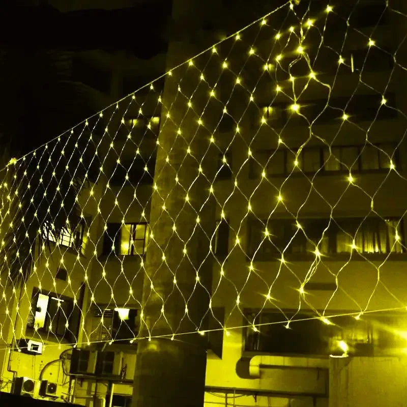 Room Decoration Curtain LED Net Mesh Fairy Lights String EU Plug 220V Christmas Wedding Garland for Bedroom Garden Wall outdoor