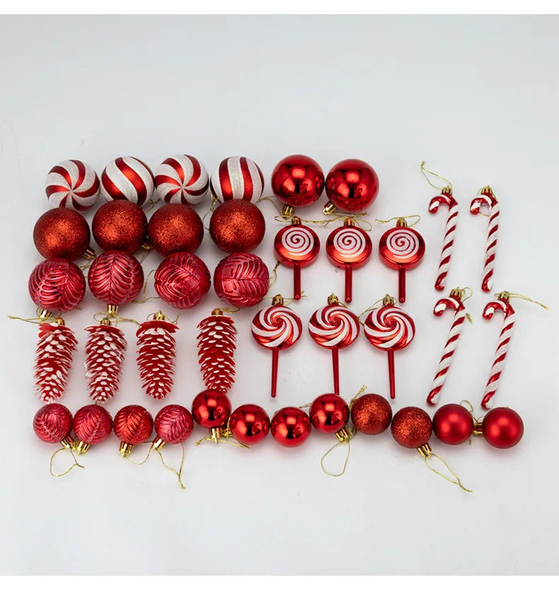 29/40/50pcs Silver Red Special-shaped Christmas Ball Ornaments Christmas Tree Party Decoration Christmas Spheres Pendant New
