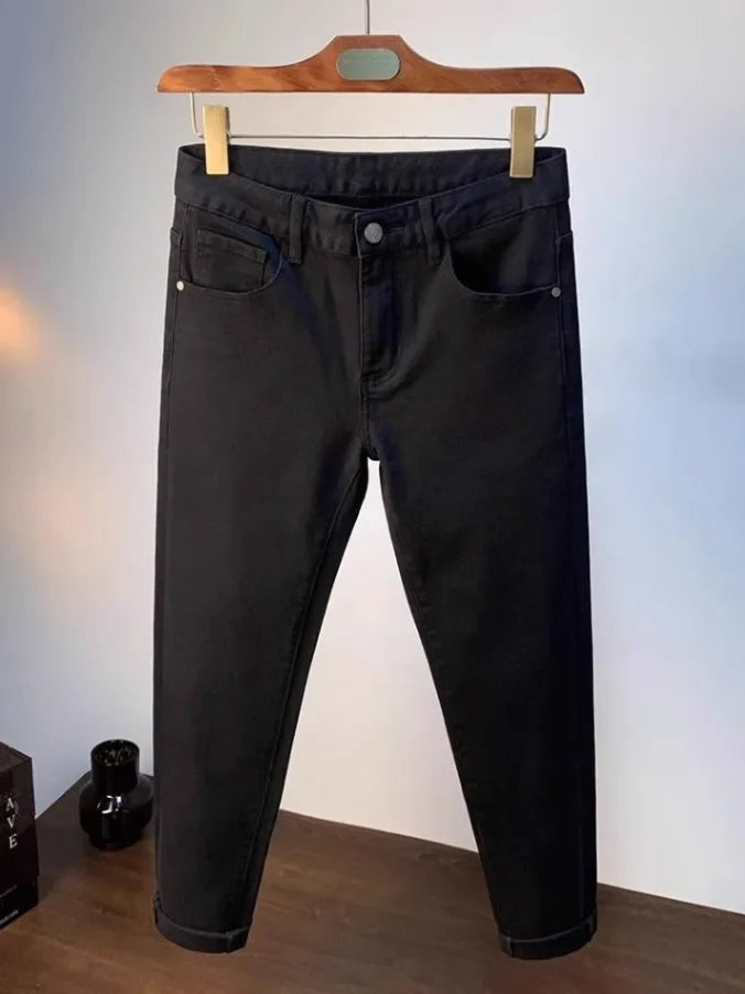 Spring Autumn Men's Elastic Slim Fit Casual Jeans Trendy Loose High End Brand Fashionable Long Trousers Popular Style - You Offer