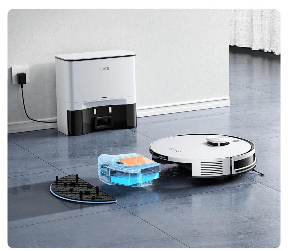 Ilife A30 Pro 5000Pa Suction Power, Combined Robot Vacuum Cleaner and Mop Cleaning Function, Automatic Dust Empty, 60 Days Capacity, Support App/Remote Control, 180 Minutes Operation Time