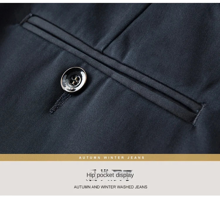 Warm Fleece Suit Pants Men Clothing Straight Regular Black Thick Winter Trousers For Men Business Formal Dress Casual Pants