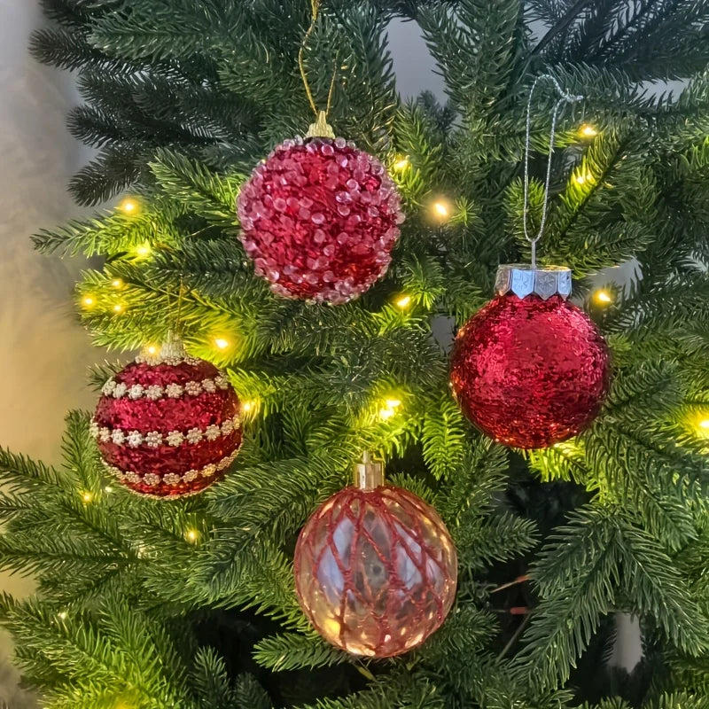 16pcs/set New Style Christmas Ball Set Glitter Deco Ball with Round Shapes for Christmas Tree Hanging Ornaments Plastic Material