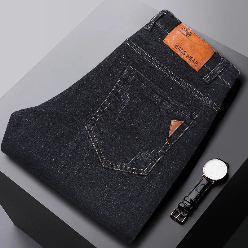 2026 NEW Men's Fashion Business Jeans Classic Style Casual Stretch Slim Jean Pants Male Brand Denim Trousers Black Blue - You Offer