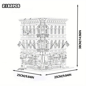 Creative Expert Brick Bank Cafe Corner Model MOC Street View House Building Blocks Toys Pet Book Shop Town Hall Downtown Diner