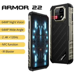 Ulefone Armor 22 Android 14,16GB (8+8GB RAM ),128GB/256GB ROM, 6.58" 120Hz ,6600mAh 33W,NFC,64MP Night Camera, Global Version