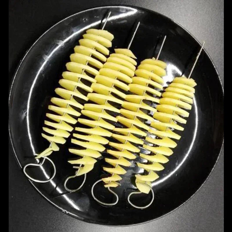 1Set Stainless Steel Plastic Rotate Potato Slicer Twisted Potato Spiral Slice Cutter Creative Vegetable Tool Kitchen Gadgets - You Offer