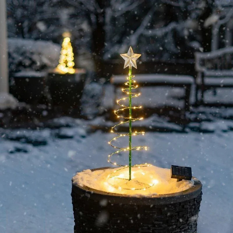 Solar Outdoor Garden Christmas Tree Light DIY Wrought Iron Waterproof Festive Atmosphere Light for Patio Lawn