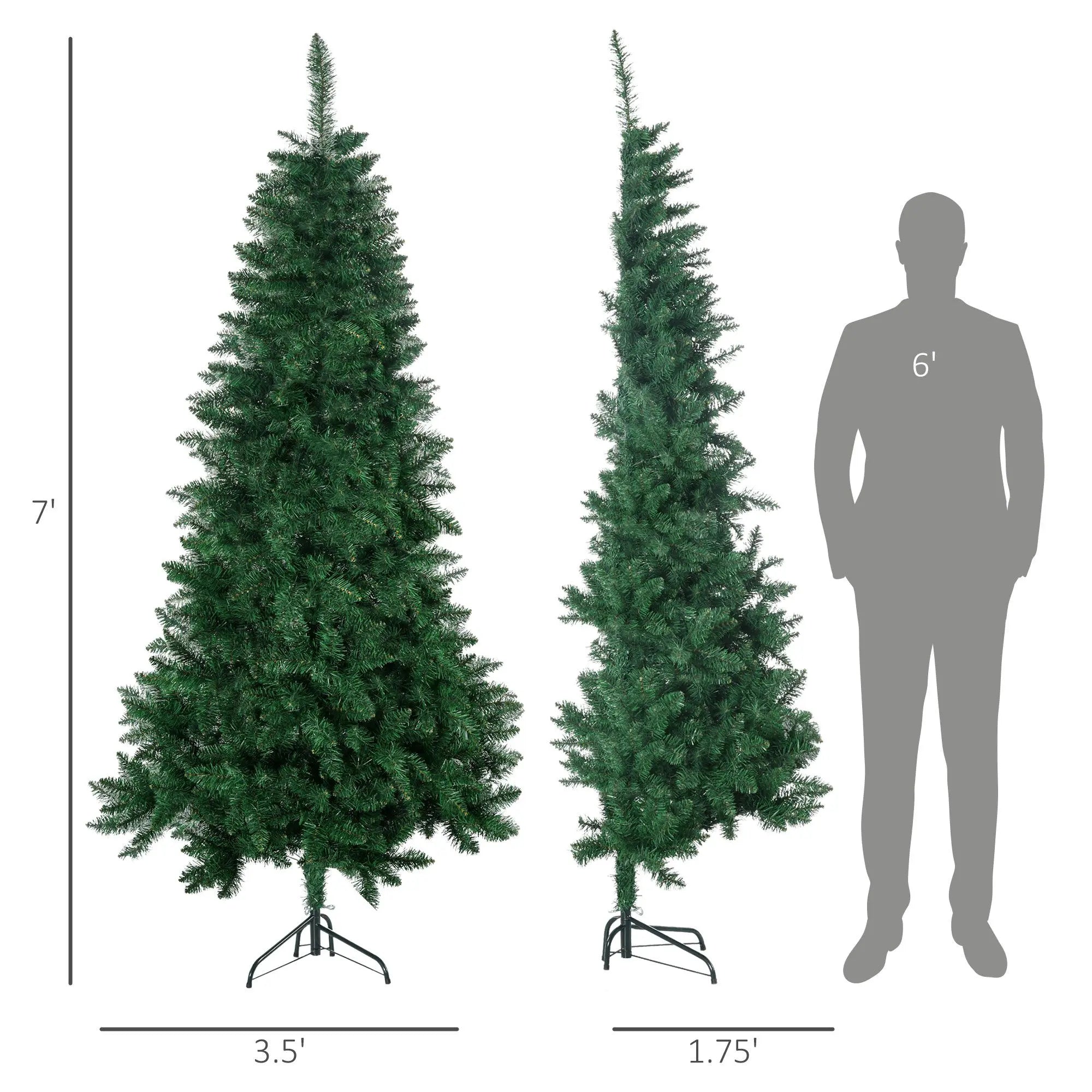 For HOMCOM 7' Artificial Half Christmas Trees with Auto Open, Steel Base, for Indoor Xmas Decor
