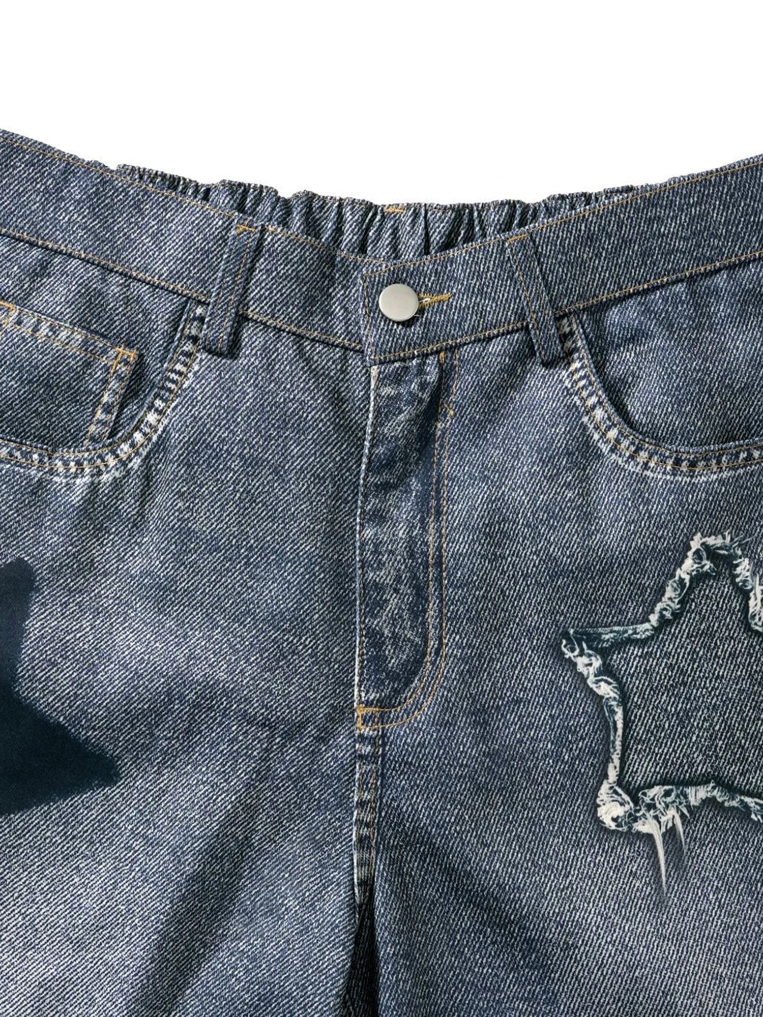 2026 Collection Men Jeans Urban Cool Stars Embroidery Loose Casual Jeans Trousers Streetwear for Daily Party - You Offer