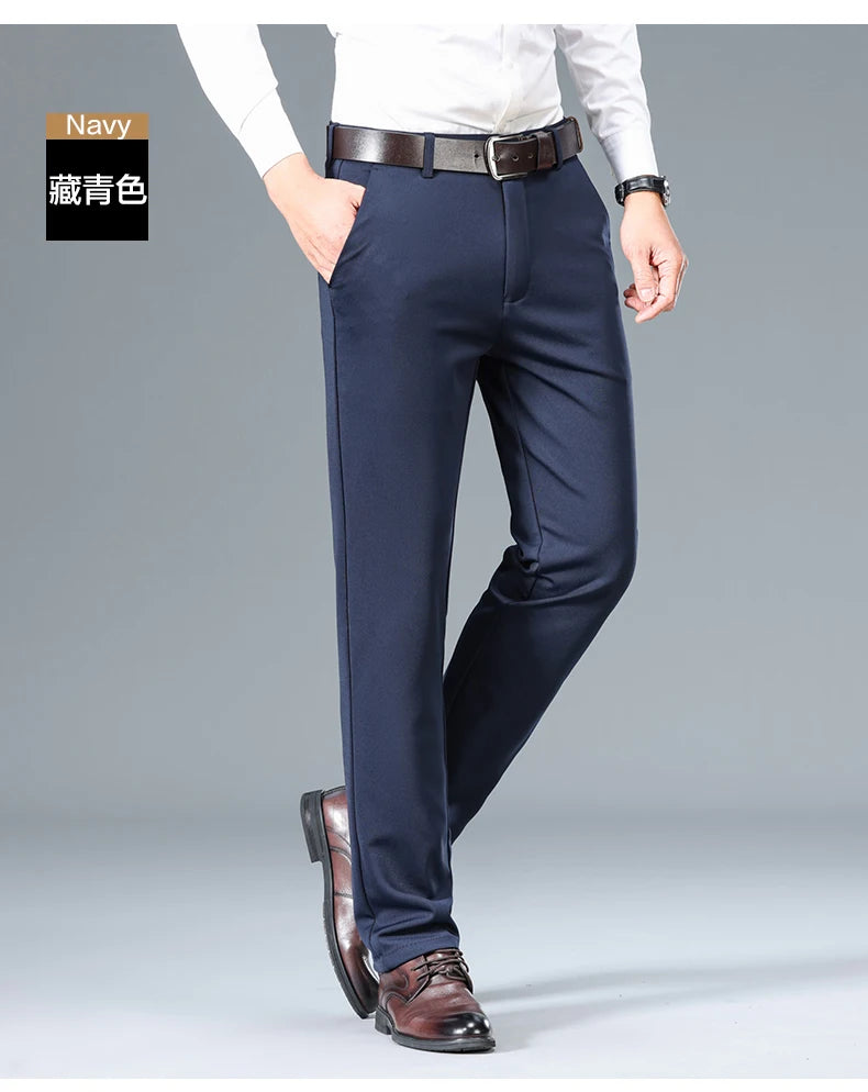 Top Quality New Brand Casual Fashion Long Pants Business Hight Stretch Straight Comfortable Korean Trousers Men Clothing