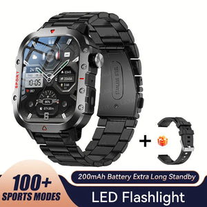 KESHUYOU Outdoor Sports Smart Watch 2.01 inch HD Screen LED Flashlight Bluetooth Talking Smart Watch for Men Women Holiday Gifts
