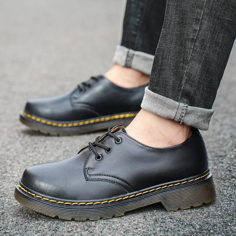 British Style Luxury Shoes Brand Thick Bottom Genuine Leather Oxford Shoes Lace Up Beef Tendon Outsole Work Shoes Casual