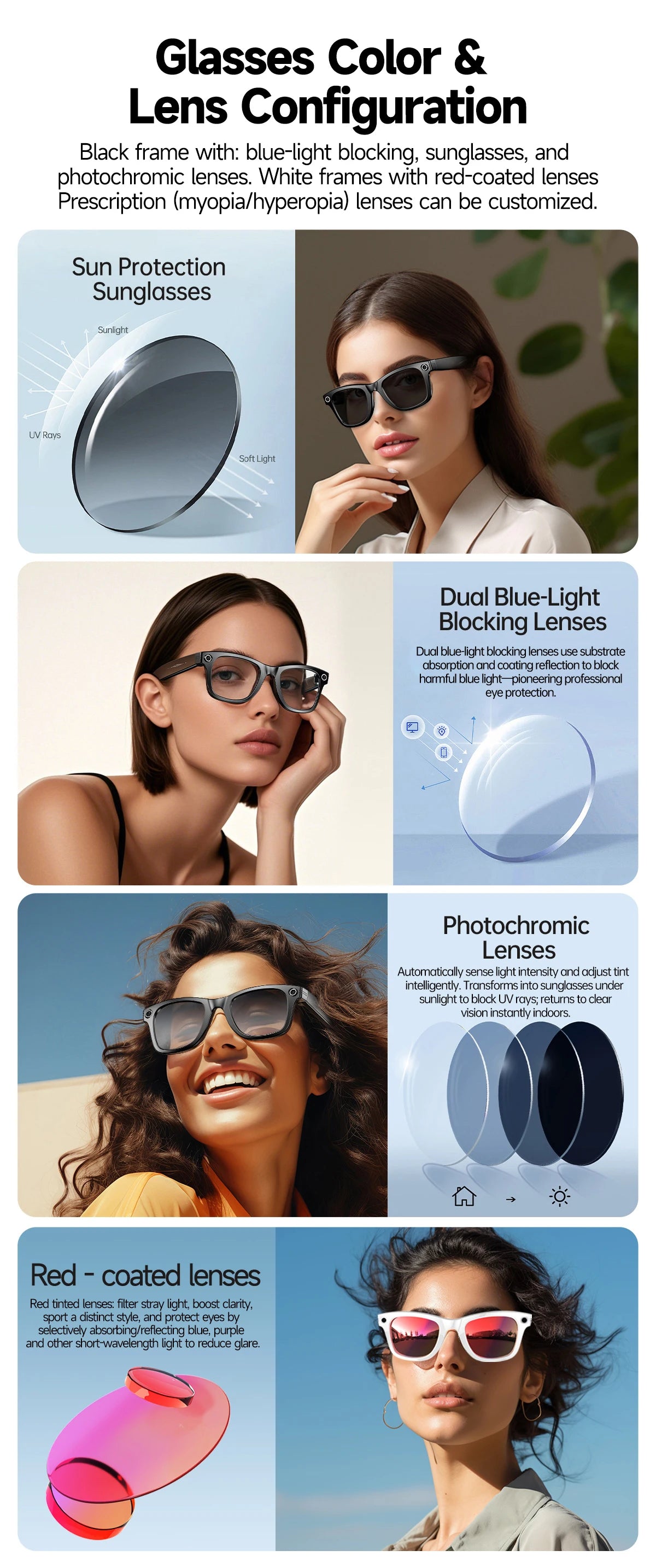 2025 AI Smart Glasses with 8MP Camera Video Recording 100+ Languages Translation Sunglasses Bluetooth Call Music Play Men Women