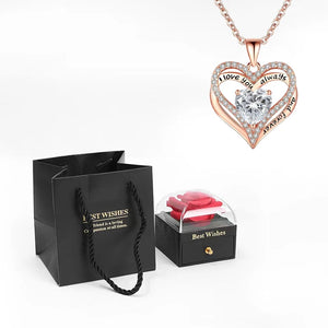Heart Pendant Necklaces For Women With Rose Flower Gift Box Girlfriend Mother Family Birthday Fashion Romantic Surprise Gifts - You Offer