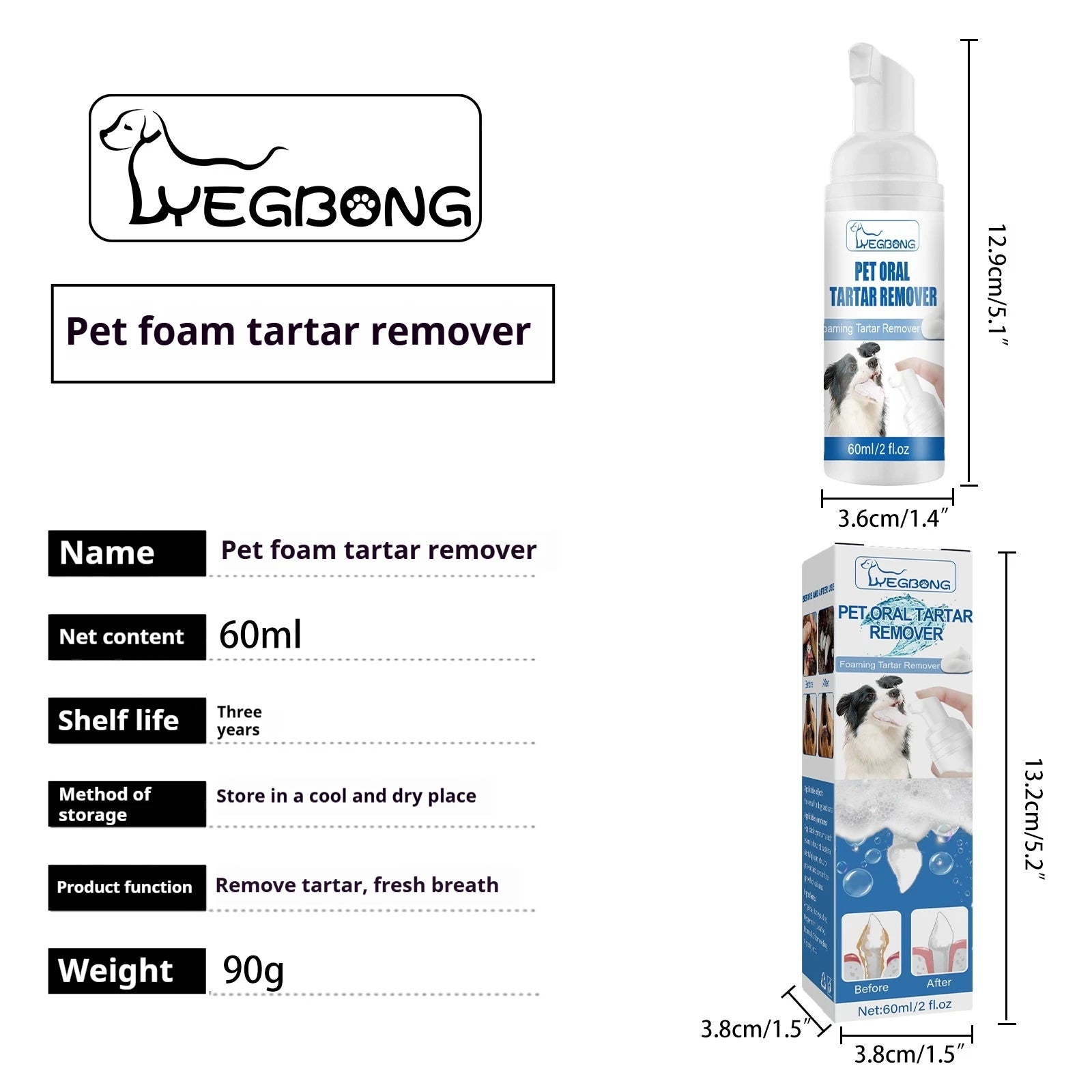 Pet Tartar Remover, Dog Calculus, Yellow Teeth, Bad Breath, Teeth Cleaning, Pet Oral Foam Cleaner