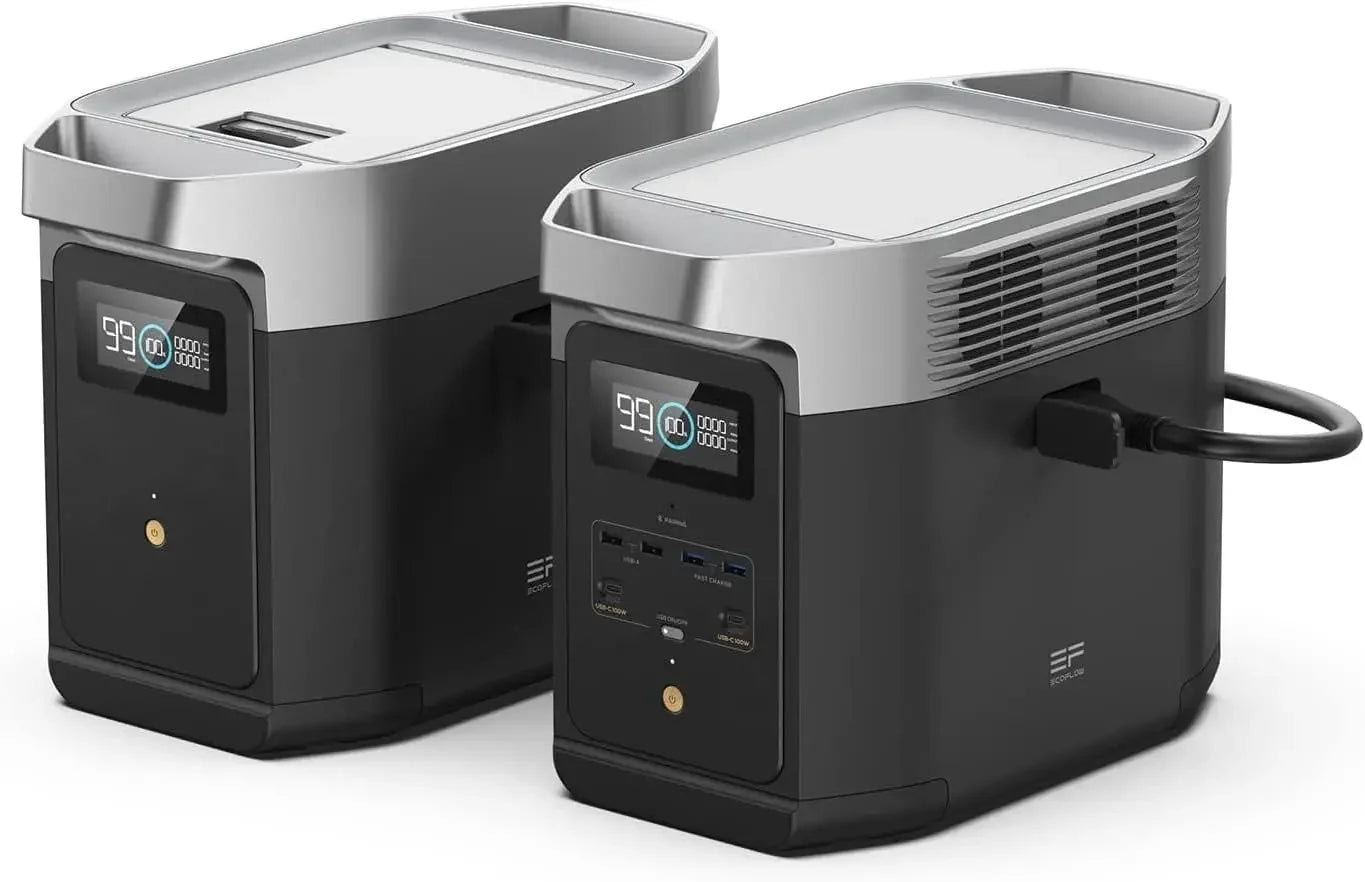Portable Power Station DELTA2 with Smart Extra Battery, Expand Capacity from 1024Wh to 2048Wh, Solar Generator for Home Backup