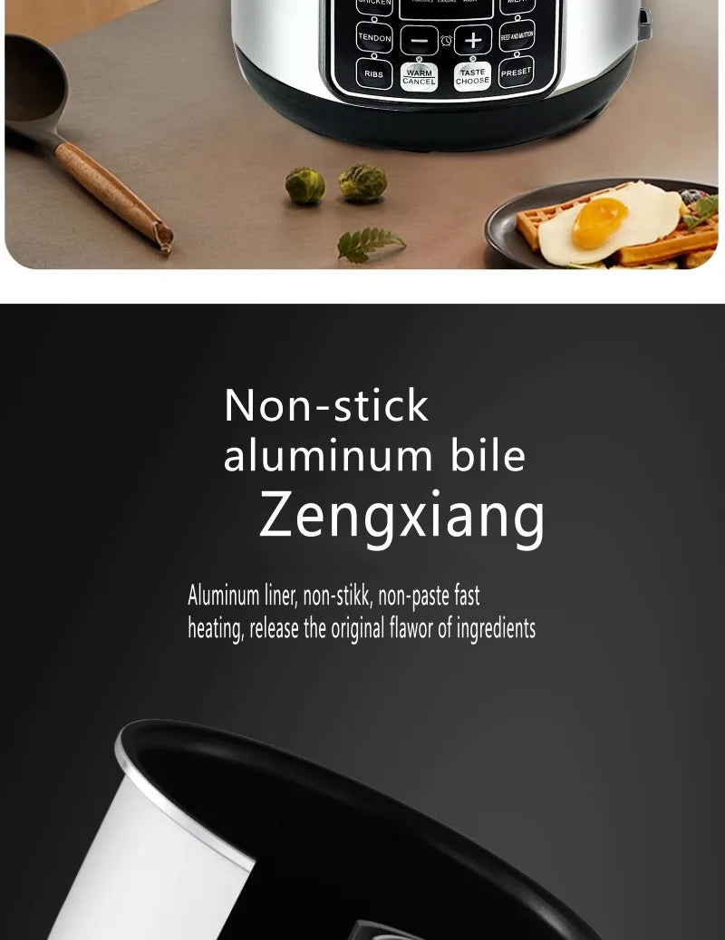 Electric Pressure Cooker 6L Large Capacity Household Multifunctional Electric Rice Cooker Intelligent Booking 3-step Timer Gears - You Offer
