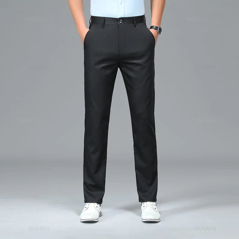 Spring Summer High Quality Luxury Straight Business Suit Pants Men Bamboo Fiber Designer Elegant Casual Long Formal Trouser Male - You Offer
