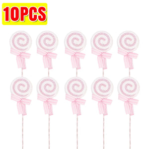20/1x Christmas Candy Cane Ornaments Plastic Glitter Xmas Tree Hanging Pendants Twisted Crutch Candy Canes New Year Party Favors
