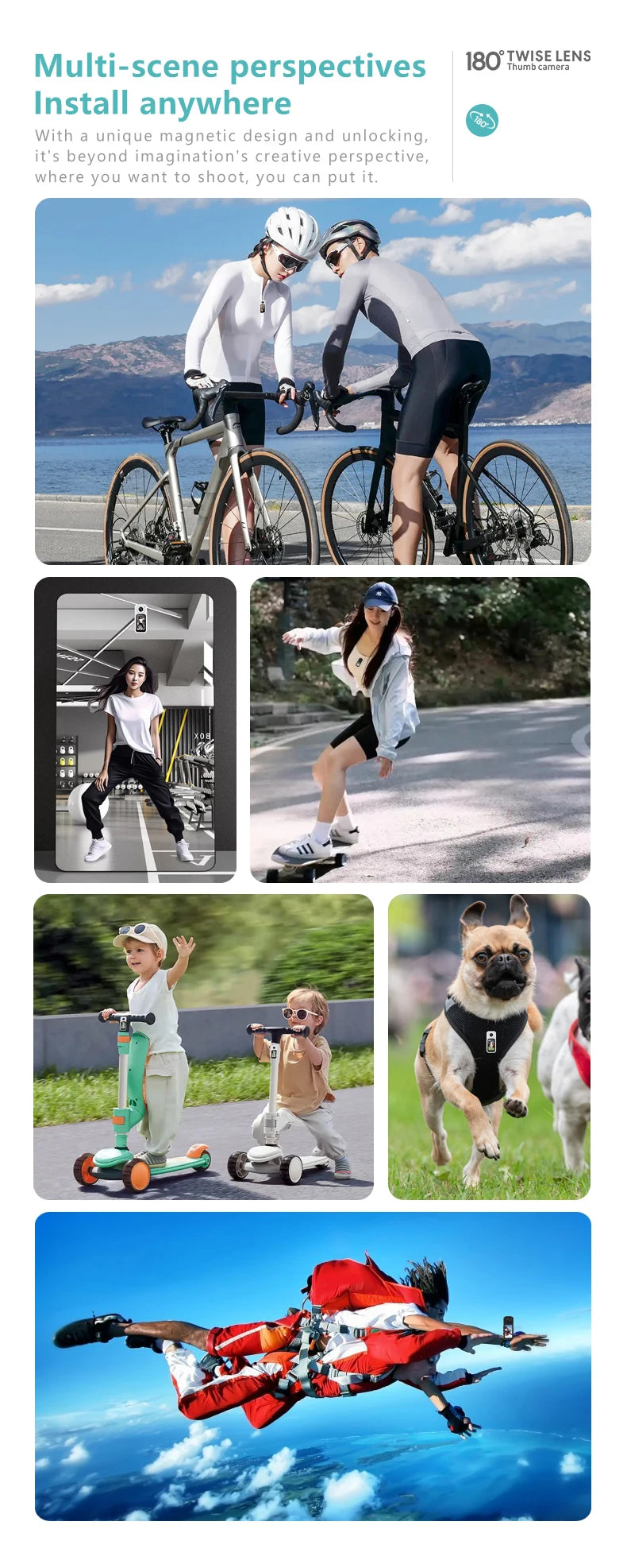 Xiaomi Youpin 1.47" IPS Screen Action Camera 2.7K Video Thumb Camera with 180°Rotatable Lens Support Wi-Fi Magnetic Attachments