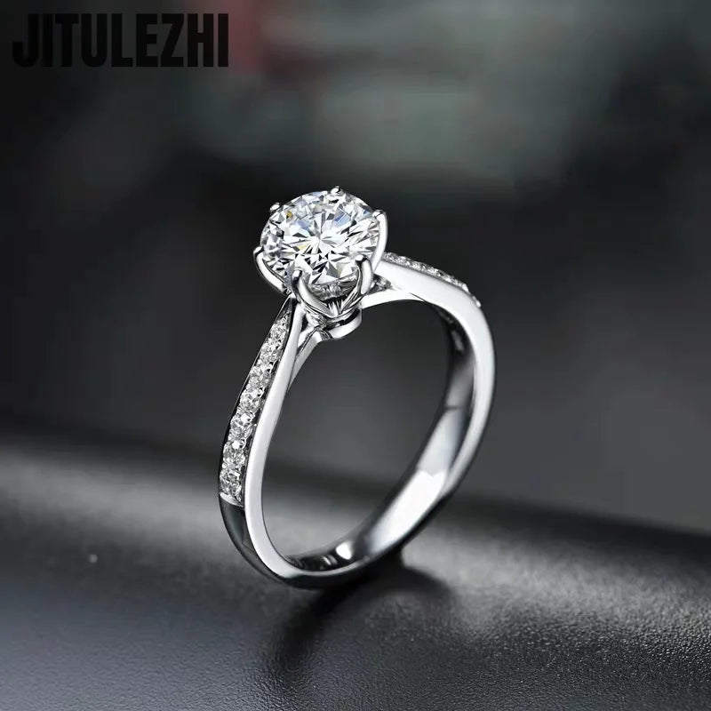 Hot Luxury Crystal 925 Sterling Silver Diamond Ring For Woman Beautiful Moissanite Ring Fashion Noble Wedding Party Jewelry - You Offer
