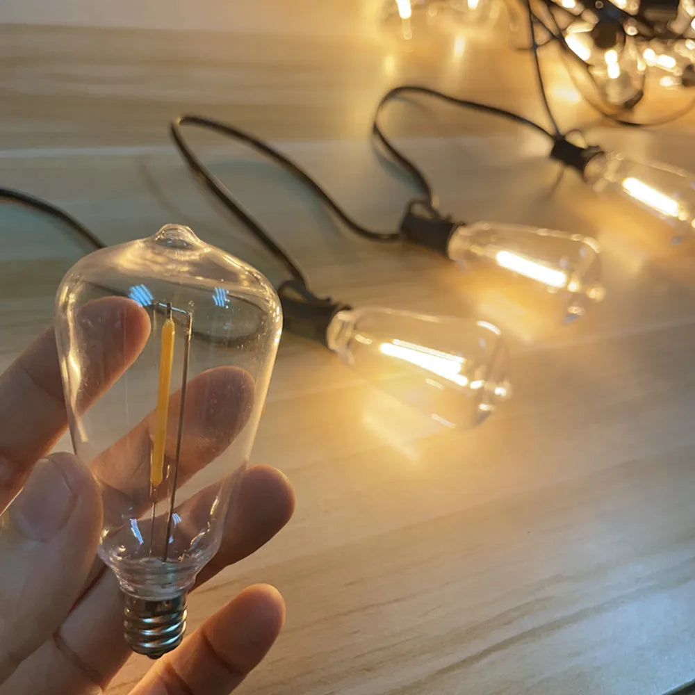 ST38 Globe Outdoor LED String Lights Plastic Shatterproof Bulbs Waterproof Patio Lights for Garden Outside Backyard Porch
