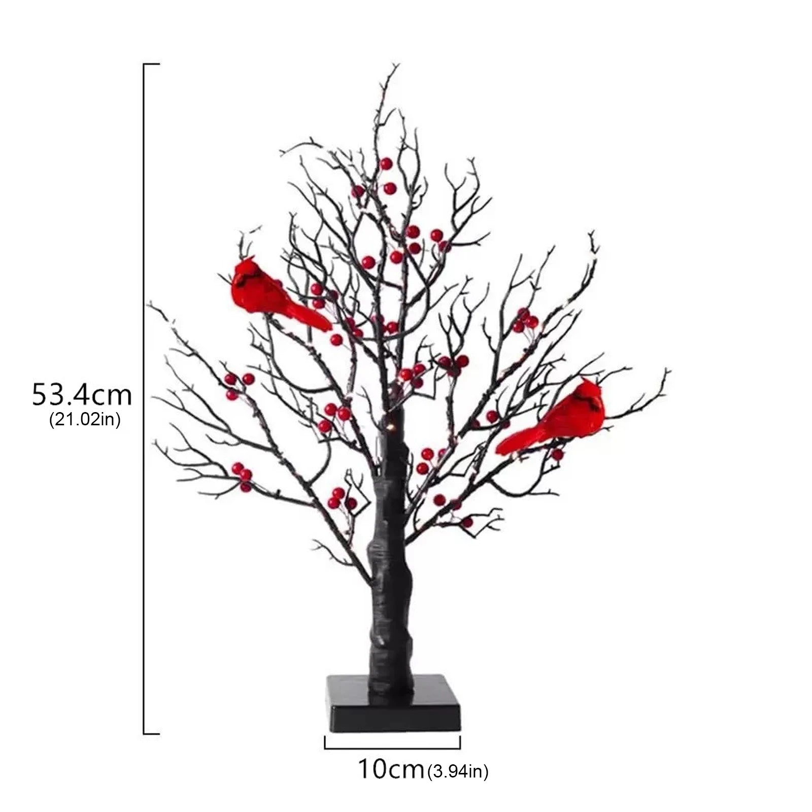 Red Bird Tree Light LED Cardinal Little Red Bird Table Decoration Twinkle Tree Lamp for Holiday Home Xmas Decor