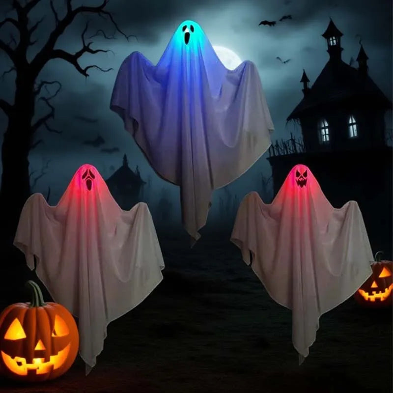 1-10PCS Halloween LED Lights Glowing Decor Hanging Scary Phantom for Haunted House Door Porch Escape Room Props Halloween Props